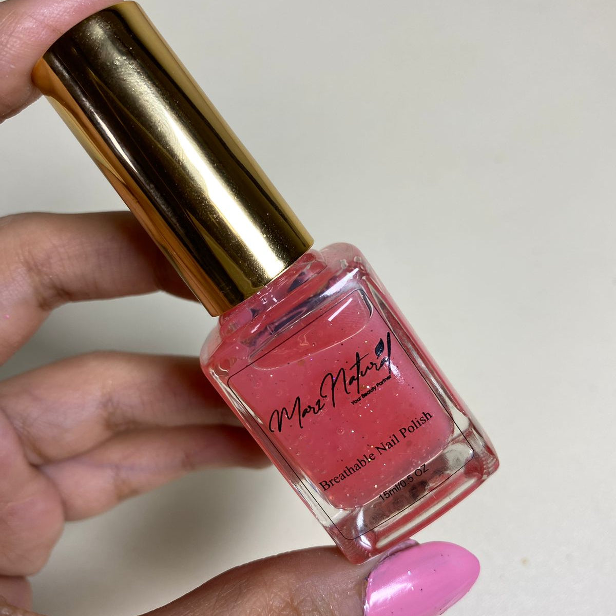 Natural Pink Glitter Top - Breathable Nail Polish