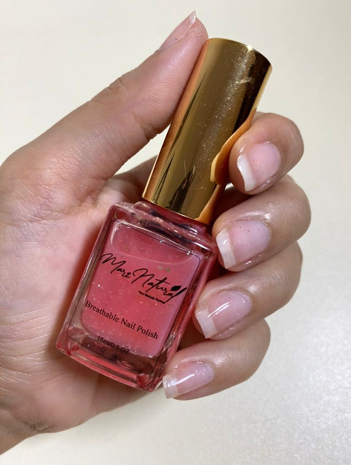 Natural Pink Glitter Top - Breathable Nail Polish