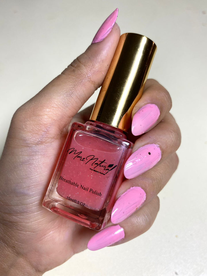 Natural Pink Glitter Top - Breathable Nail Polish