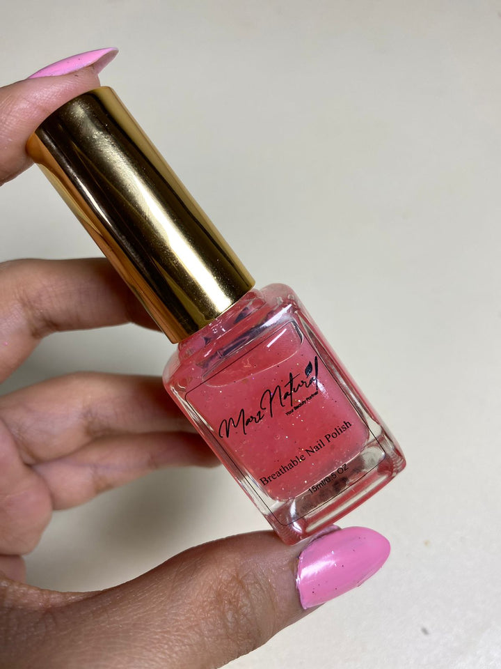 Natural Pink Glitter Top - Breathable Nail Polish