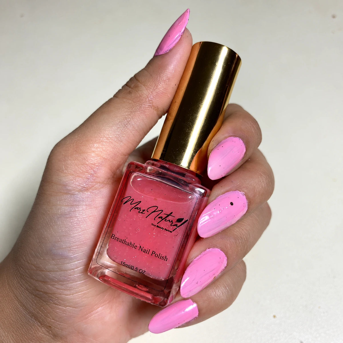 Natural Pink Glitter Top - Breathable Nail Polish